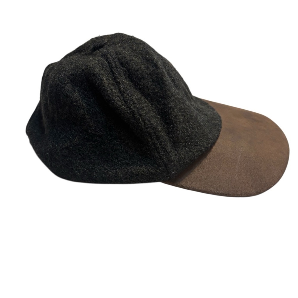 Vintage Hat Unisex 20s Grey Wool Brown Suede Bill Newsboy Cap USA Aviator